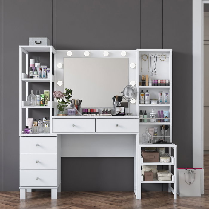 Hanah Home Mesa de Maquillaje BJ154 - 3861 Blanca con 10 Focos Hanah Home Mesa de Maquillaje BJ154 - 3861 Blanca con 10 Focos